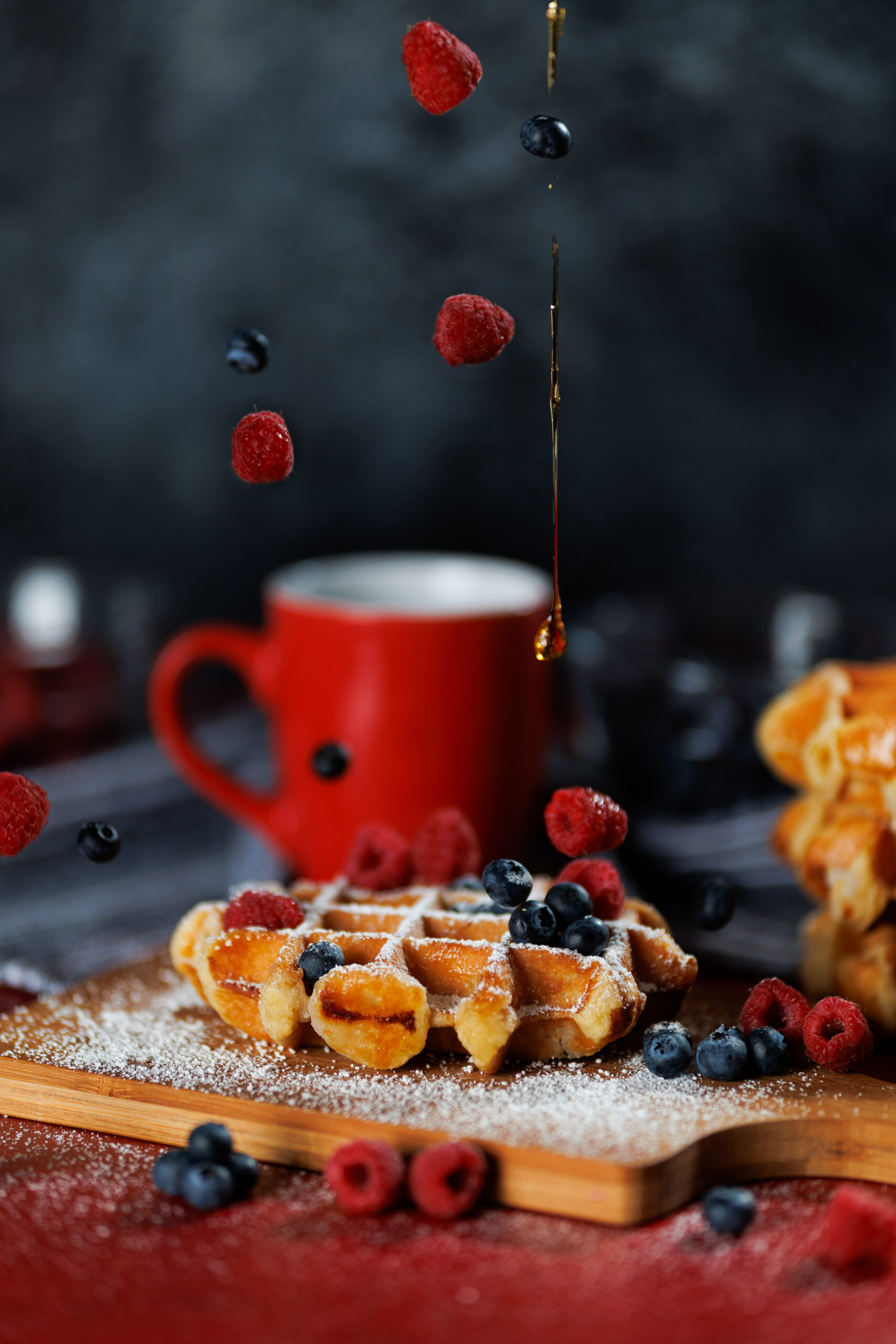waffles fruit and coffee